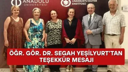 ÖĞR. GÖR. DR. SEGAH YEŞİLYURT’TAN TEŞEKKÜR MESAJI